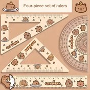 Resim Öğrenciler için Capybara Ruler Seti, Kalın Akrilik Dalgalı Ruler, 15Cm Üçgen Ruler ve Yarıçap Ruler içerir. 