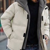 Resim Erkekler İçin Kışlık Kapüşonlu Ceket - Ayrılabilir Başlıklı, Sağlam Tam Fermuarlı Dış Katman, Bol Kesim Uzun Kollu Rüzgara Dayanıklı Şalvar Kayak ve Snowboard için & Günlük Soğuk Hava (Gri) 