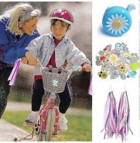 Resim Çocuklar İçin Hasır Bisiklet Sepeti, Önden Monteli, Gidona Takılan Şeritler Ve Kahverengi 