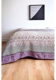 Resim Alla Turca Çift Kişilik Modern Mozaik Desenli Pike Lila 200x240 Cm %100 Pamuk Lila 