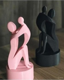 Resim hivhestın Kucaklanan Sevgi: Anne-Bebek Abstrakt Heykeli - 3D PLA Baskı Siyah 7 x 10 