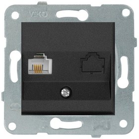 Resim Viko Linnera Life Gece Siyahı Tekli Nümeris Cat-3 Telefon Prizi Çerçevesiz - 90444013 