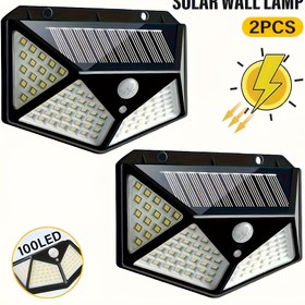 Resim 2 Adet LiHangStar Ticari Güneş Enerjili Duvar Işıkları Dış Mekan, 100 LED Güneş Enerjili Hareket Sensörlü Güvenlik Aydınlatmaları Kızılötesi Algılayıcı ile, IP44 Yüksek Kalite, Dokunmatik Kontrol ve Kolay Kurulum için Yolda, Bahçe, Veranda, Dış Mekanlar İçin Güneş Işıklar 