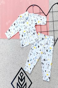 Resim Kızıldereli Desenli Önden Çıtçıtlı,gömlek Yakalı Erkek Bebek Pijama Takım ka9855153 
