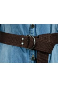 Resim Fashion Moon Koyu Kahverengi Palaska Silver Renk Çift D Şeklinde Tokalı Bağlamalı Erkek Kadın Genç Çocuk Kemer 