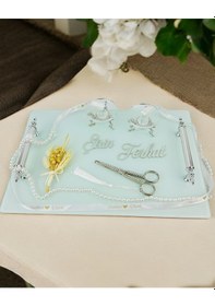 Resim Harmonize Beyaz Söz Tepsisi Ve Damat Kahve Fincanı Kırmızı Kırmızı 