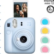 Resim Instax Mini 12 Mavi Fotoğraf Makinesi ve 4'lü Renkli Lens Seti 