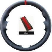 Resim Özelleştirme Delikli Deri Araba Direksiyon Kılıfı Volkswagen Vw Skoda Seat Leon Red Thread Red Thread 