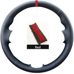 Resim Özelleştirme Delikli Deri Araba Direksiyon Kılıfı Volkswagen Vw Skoda Seat Leon Red Thread Red Thread 