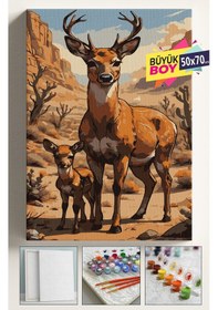 Resim Sayılarla Boyama Seti Numaralı Tuval Fırça Boya Dahil Kasnaklı Set 50x70 Cm - Yavru Geyik 