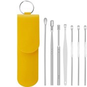Resim Mufunye Kulak Temizleme Çubuğu Seti, Yaylı Spiral Masaj, Limon Sarısı Pvc Paket Gümüş, 10 Parça 