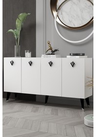 Resim 8208-32dd Kb150 Konsol, Tv Ünitesi Beyaz-gümüş-siyah Beyaz-gümüş-siyah 