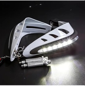 Resim Cloudstore Beyaz 2li Motosiklet El Koruma Kalkanı Sinyal Lambası Led Flaşör Enduro 