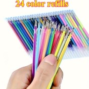 Resim 24/60/100 Adet, Simli Jel Kalem Dolumları - Sanat, El İşi ve Yazı İçin Çok Renkli Mürekkep Kartuşlar | Dayanıklı Plastik Organizatör Seti 