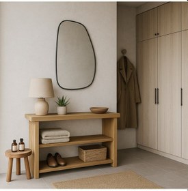 Resim 60x96 Cm Modern Organik Form Banyo Aynası Siyah Çerçeveli Asimetrik Duvar Aynası Minimalist Şık Dekor Ayna Siyah 