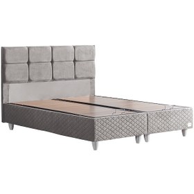 Resim Gümüş İkili Set, Gümüş Çift Kişilik Baza Başlık Seti Gri 180 x 200 