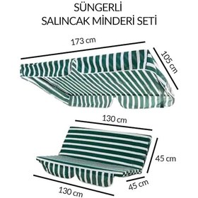 Resim Salıncak Minder Seti Tenteli Salıncak Minder Seti Yeşil Beyaz 2 Kişilik Süngerli Işbir Gri Sünger Yeşil - Beyaz 