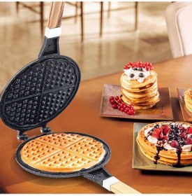 Resim Porsima Döküm Waffle Tavası Ahşap Kulp Siyah 