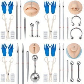 Resim Profesyonel Paslanmaz Çelik Vücut Deldirme Kiti, Taper İğneleri, Pliers, Çeşitli Mücevherat ile Kulak, Burun, Dil, Dudak, Kaş, Kıkırdak, Göbek - Kapsamlı Deldirme Alet Seti 