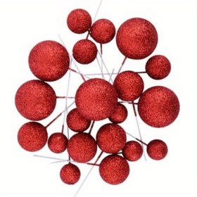 Resim 20 Adet 3/2,5/2 cm Simli Top Pasta Süsü Mini Pasta Çubukları Altın Toplar Pasta Çubukları Cadılar Bayramı, Noel Etkinlikleri ve Parti Malzemeleri Cadılar Bayramı & Noel 