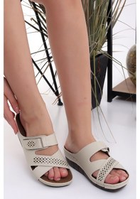 Resim Mlx 2354 Anatomik Yumuşak Taban Gondol Kadın Ev Dışarı Terliği Bej 