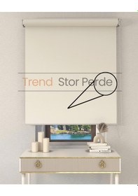 Resim Krem Stor Boncuklu Zebra Stor Güneşlik Perde Opak Krem 