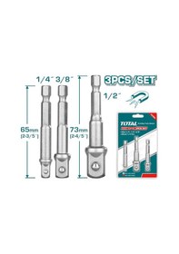 Resim Bits Lokma Adaptör S2 Çeliği 1/4 3/8 1/2 Ölçüleri 3 Adet 
