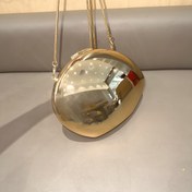 Resim Kadınlar için Metalik Oval Mini Çanta, Akrilik Akşam Çantası, Şık Zincir Omuz Çantası, Günlük Moda Parti Aksesuarı, Yenilikçi Yansıtıcı Çapraz Çanta 