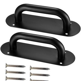 Resim Sürgülü Kapı Kolları, Paslanmaz Çelik Arka Plakalı Ahır Kapı Kolları, İç Ahır Kapıları İçin Mutfak Dolabı Kapı Kolları - 200x65 Mm 