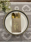 Resim Gold Yaldızlı Kraft Cepli Gelincik Çiçeği Peçete 12 Adet 