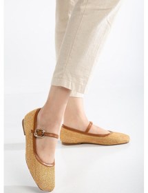 Resim Kadın Babet Taba Hasır Detaylı Baretli Küt Burun-3695 Taba 