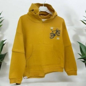 Resim Zekids Erkek Çocuk Mevsimlik Pamuklu Kapüşonlu Kanguru Cepli Sweatshirt-14421 Hardal 