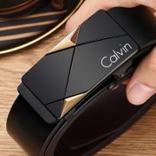 Resim CALVIN Erkek İş Kemeri - Minimalist Tasarımlı Otomatik Tokalı Kemer, Ofis, Düğün ve Parti için Şık ve Gündelik Kullanım - Babalar Günü Hediyesi İçin İdeal, Zarif Erkek Aksesuarı, Sofistik Dokulu 