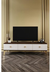 Resim 180 CM ZEUGMA MDF MEBRAN KAPAK EKRU CEVİZ GOLD 