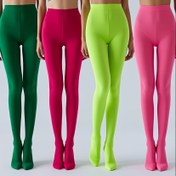 Resim Kadınların Renkli Dopamin Taytı, Yüksek Bel Yüksek Elastik Alt Çorap, Düz Renk Kadife Tayt, Günlük Kullanım İçin Moda ve Çok Yönlü 