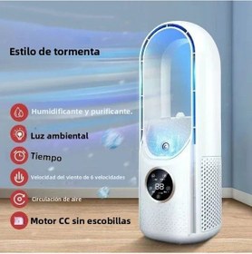 Resim Taşınabilir Kanatsız Fan Led Ekranlı Hava Soğutucu Beyaz, 