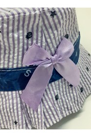 Resim Kardelen Butik Denizli Çizgili Bebe Fötr Kova Şapka ( 2-4 Yaş) ( Unisex ) ( Lila ) 