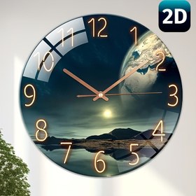Resim 12 İnç Sessiz Cam Duvar Saati, Dünya Manzaralı Tasarım - Kalın Temperli Cam, Pille Çalışan (AA), Modern Oturma Odası & Yatak Odası Dekoru, Noel, Cadılar Bayramı, Doğum Günleri İçin Mükemmel Hediye, Dekoratif Saat | Şık Görünüm, Duvar Dekoru 