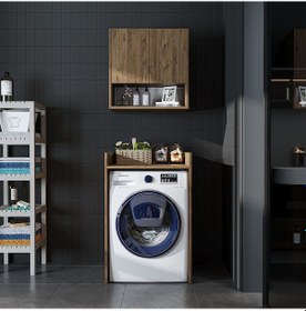 Resim Çamaşır-kurutma Makinesi Dolabı+ Üst Dolabı, Atlantik Çam 65 Cm Atlantik Çam 