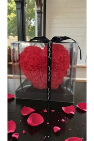 Resim FAMEMUS ACCESSORY Sevgililer Gününe Özel Asetat kutu içinde Kalpli Gül boyut:15cm 