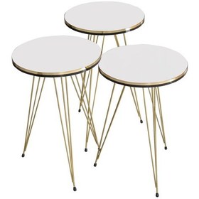 Resim Zigon Sehpa Çift Gold Krem Tel (503659053) 