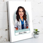 Resim Karikatürlü En Başarılı Kadın Aile Hekimi Kanvas Tablo 
