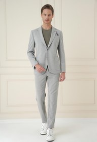 Resim Efor Comfort Fit Mono Yaka Çift Yırtmaç Torba Cep Gri Blazer Ceket C 698 