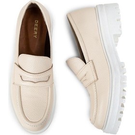 Resim Deery Hakiki Deri Bej Kadın Loafer Ayakkabı - 01903zbeje01 Bej 