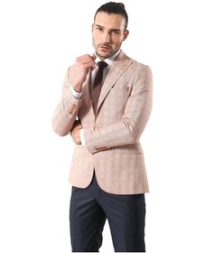 Resim Wessi Ekose Tek Düğme Bej Ceket Siyah 