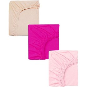 Resim 3 Adet Pamuklu Ve Lastikli 60 X 120 Cm Penye Bebek Çarşaf-fuşya Pembe 
