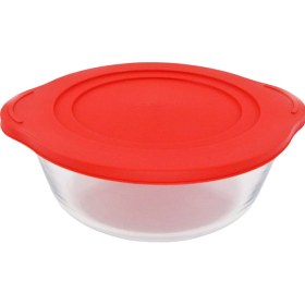 Resim Paşabahçe Kapaklı Borcam - Şeffaf / Kırmızı - 2,2 lt 