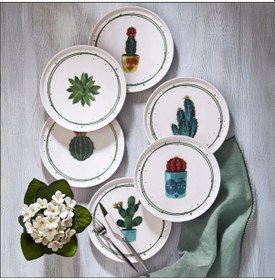 Resim Fecra Kaktüs 6 Parça Pasta Tabağı Seti 
