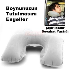 Resim Carub Seyahat Boyun Yastığı Şişirilebilir Gri 