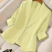 Resim Kadınların Zarif Uzun Kollu Blazer - Tek Düğme Kapatma ile Düz Renkli Polyester Takım Ceketi, İlkbahar/Yaz Ofisi veya Rahat Giyim için Normal Kalıp, Ofis Giyim Blazer | Şık Blazer | Şık Tasarım 